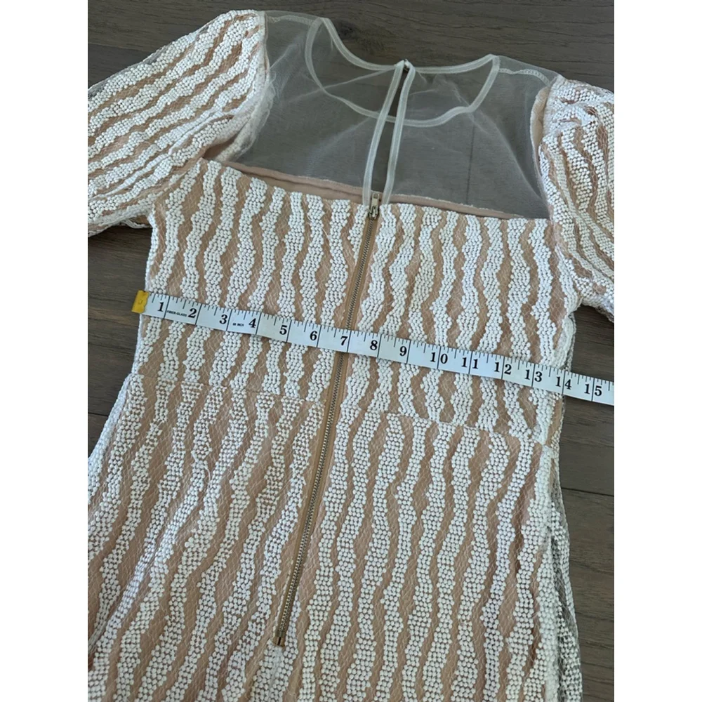 Lulus White Embroidered Mesh Mini Dress Short Sleeve - Picture 5 of 7